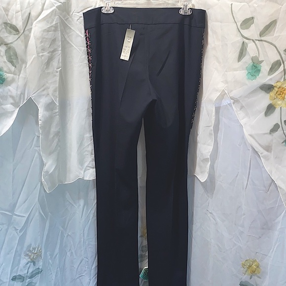 NWT CACHE TUXEDO LINE BLK/PNK HOOK&EYE PNTS SZ 12 - Picture 13 of 16